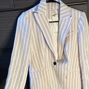 Calvin Klein White Blazer with Black Stripes